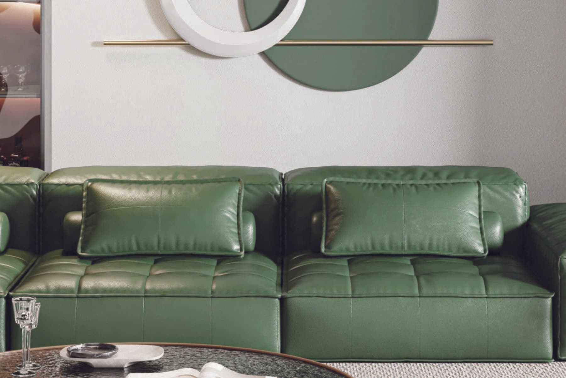 Sarang green sofa scene