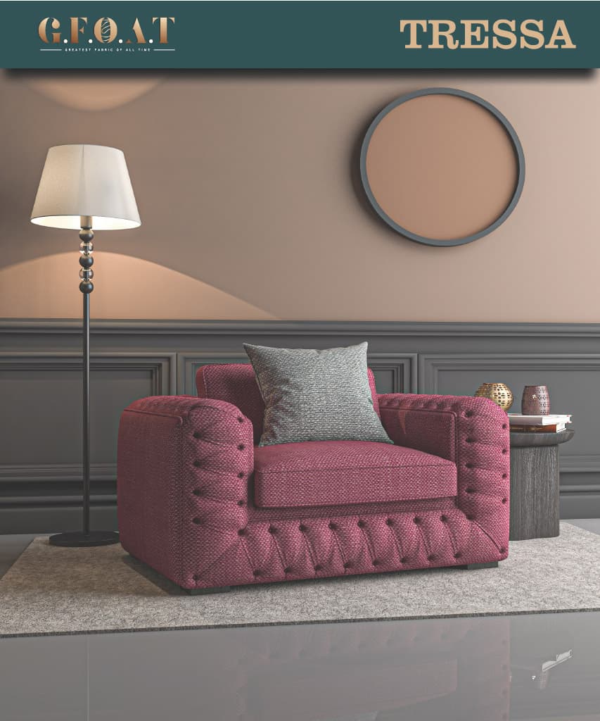 Tressa lounge scene with fabric upholstery