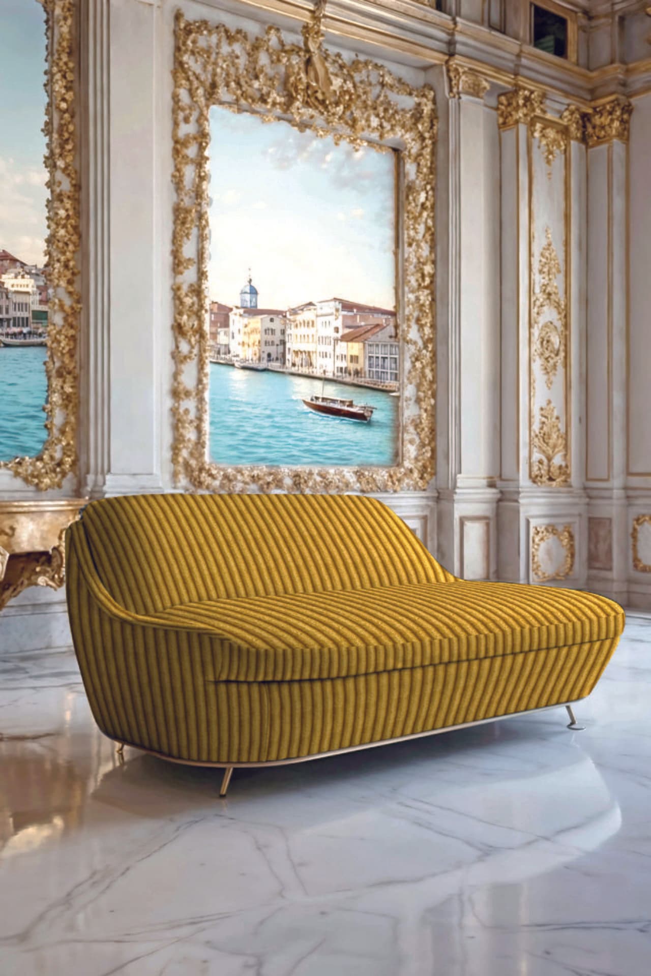Usagi yellow lounge fabric setting
