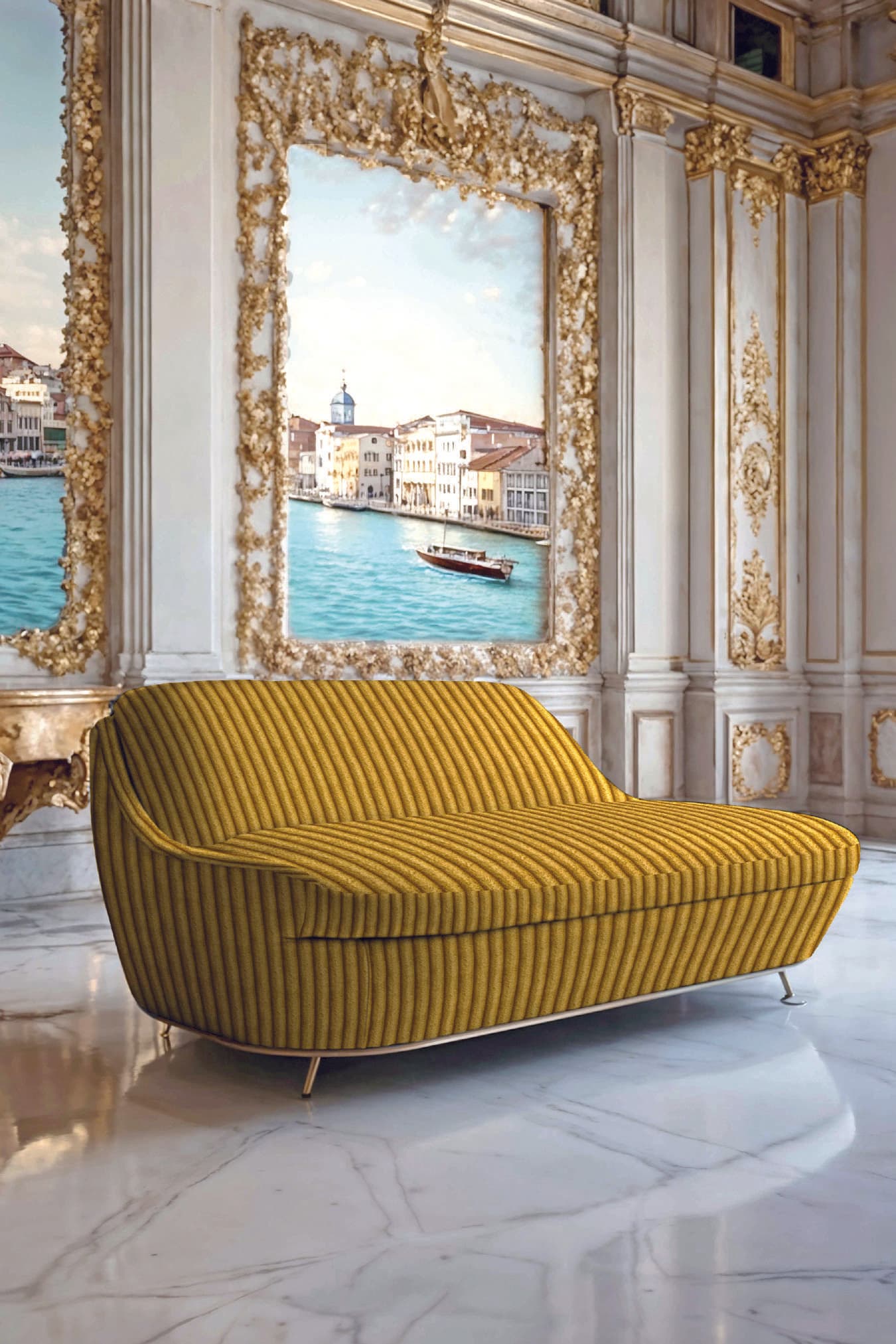 Usagi yellow lounge fabric setting