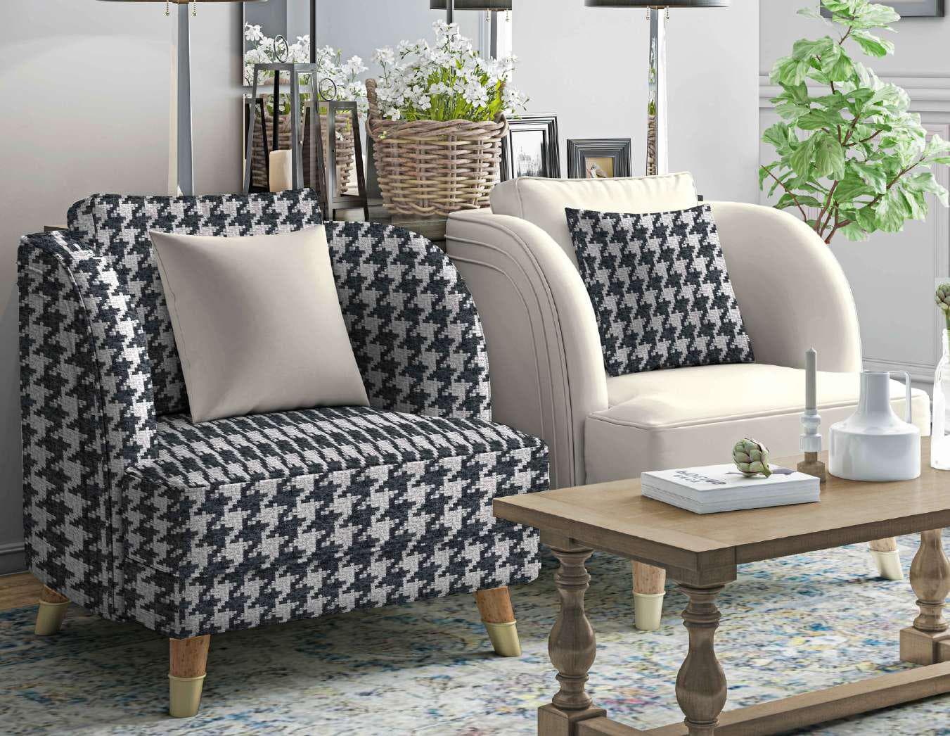 Vyom Houndstooth patterned seating room scene