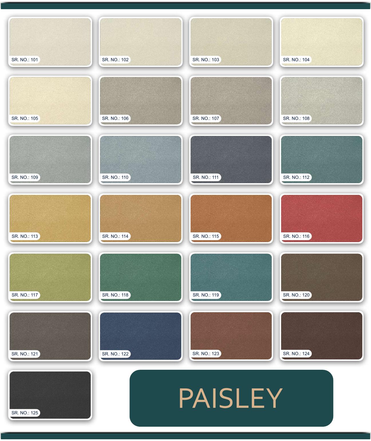 Paisley 101 to 125 catalogue matrix