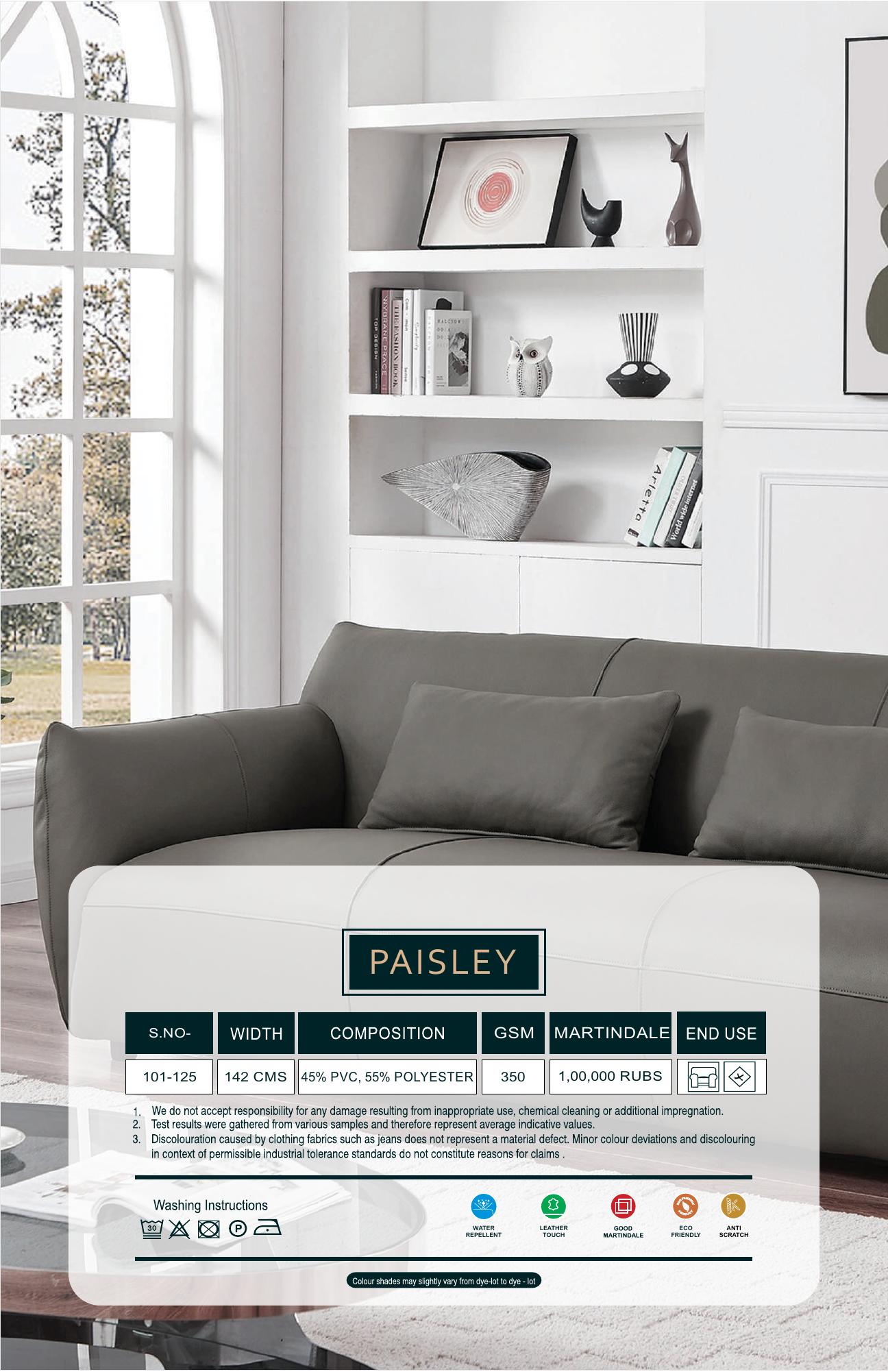 Paisley catalogue specification page